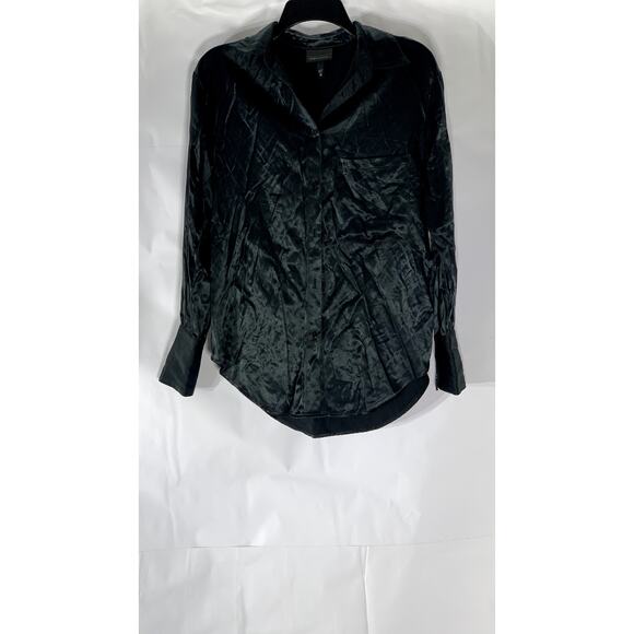 ALICE IN THE EVE Women’s Black Sienna Silky Button-Up Long Sleeve Top SZ XS - Picture 1 of 10